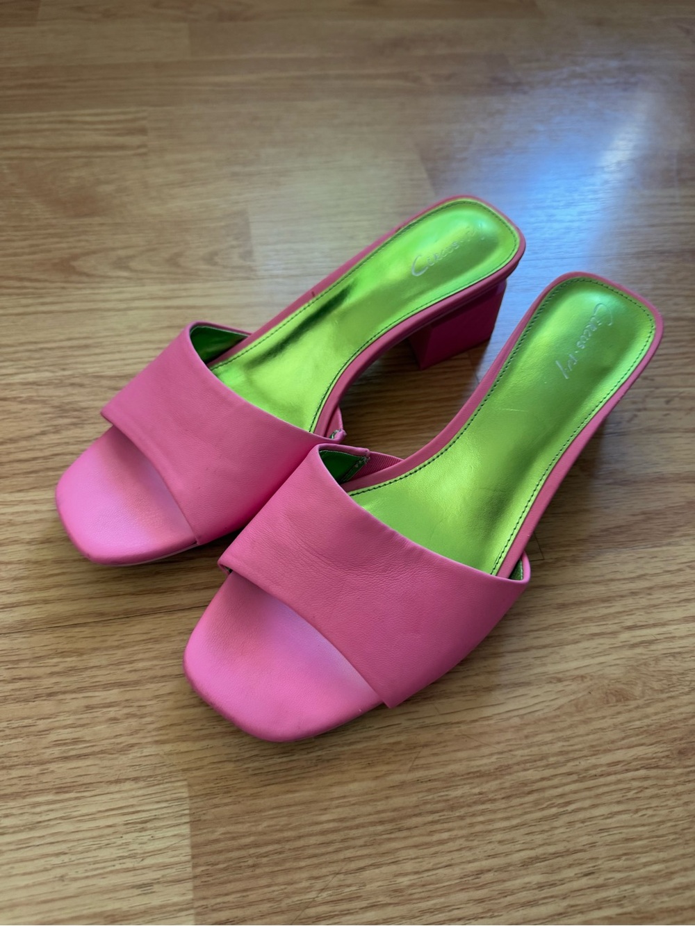 Circus NY Pink & Metallic Lime Nova Slide Sandals 8